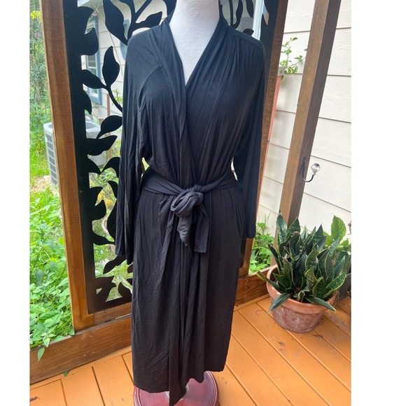 Soft Surroundings Other - Soft Surroundings Black Bamboo Rayon Wrap Robe Long Sleeve Midi Tie Waist Medium